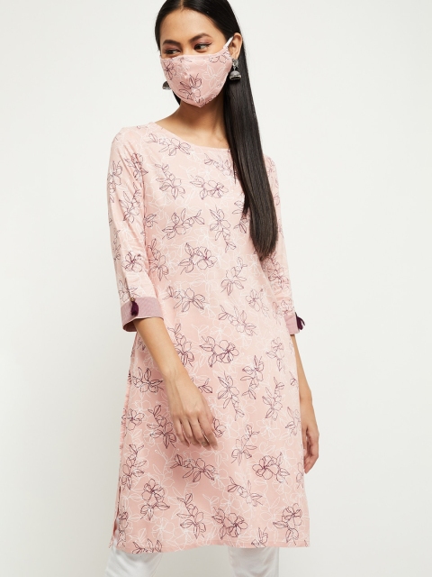 Max Women Pink Floral Printed Kurta