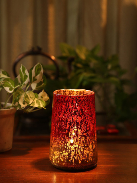 

Amoliconcepts Red & Yellow Ombre Finish Decorative Candle Holder