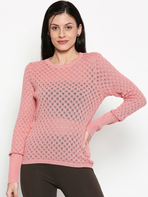 

People Women Pink Pure Cotton Fitted Top