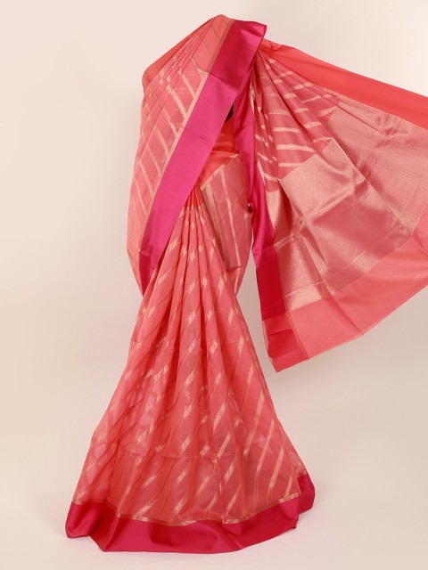 

Pothys Pink Striped Cotton Blend Saree