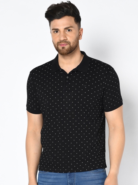 

Blackberrys Men Black & White Printed Polo Collar T-shirt