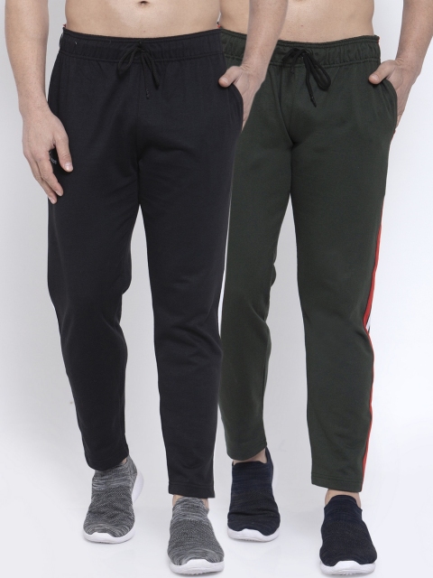 

NEUDIS Men Pack of 2 Structured Fit Pure Cotton Solid Athelisure Pants, Black