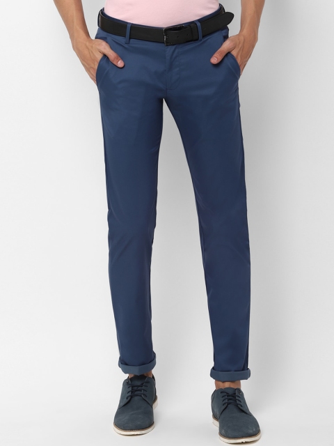 

Allen Solly Men Navy Blue Slim Fit Self Design Regular Trousers