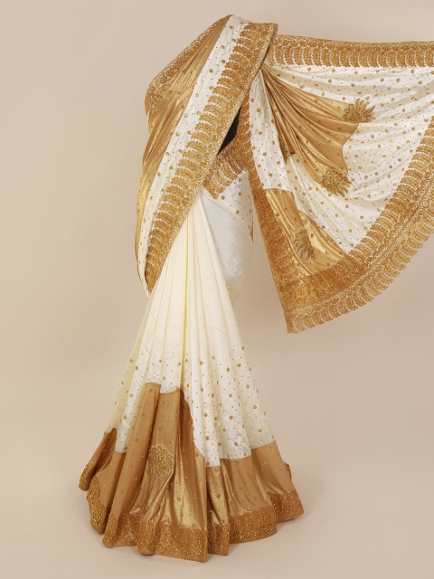

Pothys Cream-Coloured Solid Art Silk Saree