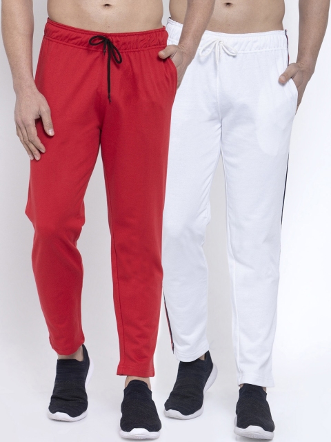 

NEUDIS Men Pack of 2 Solid Pure Cotton Track Pants, White