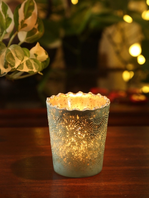 

Amoliconcepts Blue & Gold Toned Textured Votive Candle Holder