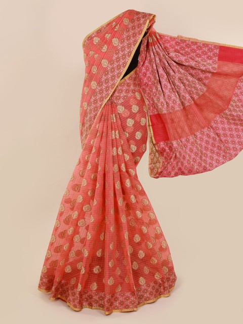 

Pothys Peach-Coloured Woven Design Manipuri Cotton Saree
