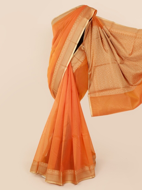 

Pothys Orange Woven Design Cotton Blend Saree