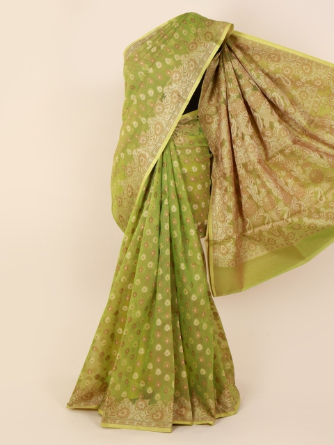 

Pothys Green Woven Design Cotton Blend Saree