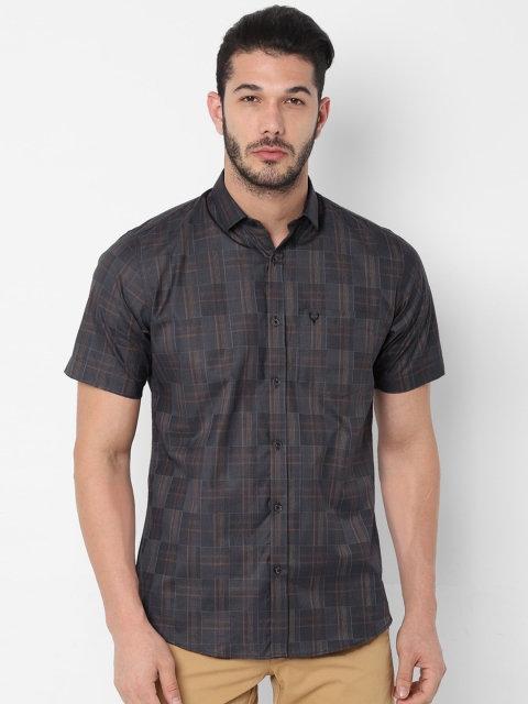 

Allen Solly Men Grey Slim Fit Checked Casual Cotton Shirt