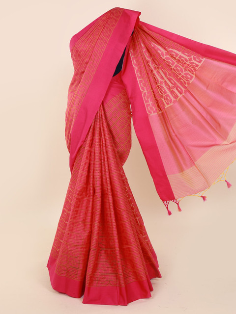 

Pothys Magenta Woven Design Manipuri Cotton Saree