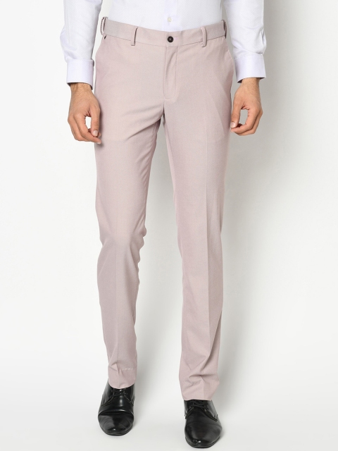 

Blackberrys Men Pink Skinny Fit Solid Regular Trousers