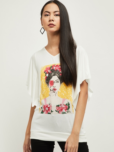 

Max Women Off-White & Yellow Regular Top