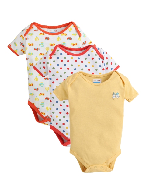 

BUMZEE Infant Kids Pack of 3 Bodysuits, Yellow