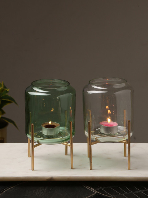 

Amoliconcepts Transparent & Gold-Toned Solid Votive Candle Holder With Metal Stand