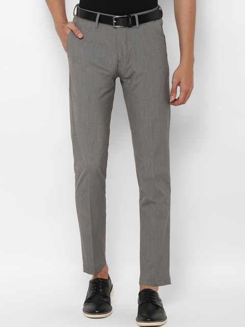 

Allen Solly Men Grey Slim Fit Self Design Regular Trousers
