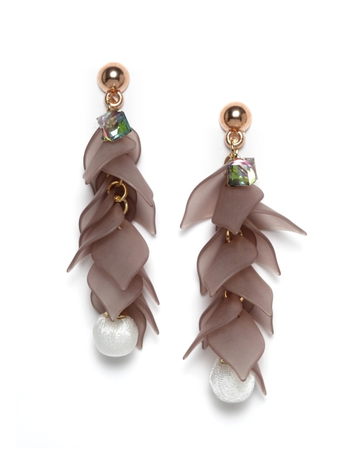 CRZ Beige Contemporary Multi Petal Drop Earrings