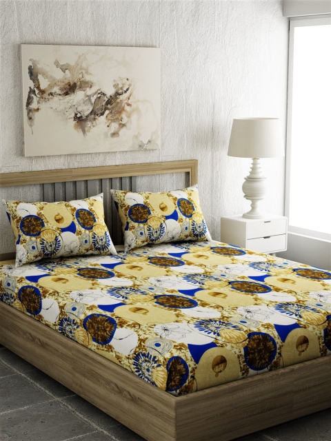 

EverHOME Brown & White Floral 210 TC Cotton 1 Queen Bedsheet with 2 Pillow Covers