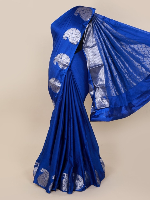 

Pothys Blue Silk Cotton Solid Kanjeevaram Saree