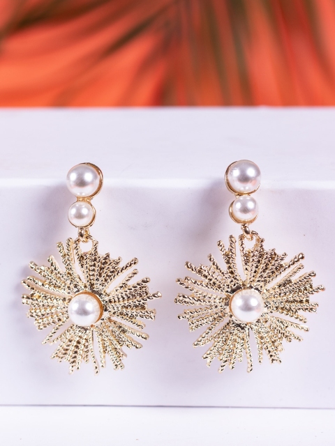 

CRZ Cream-Coloured Contemporary Drop Earrings