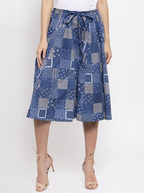 

Ayaany Women Blue Flared Printed Culottes