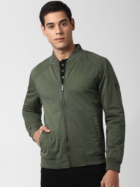 

Peter England Casuals Men Olive Green Solid Windcheater Bomber