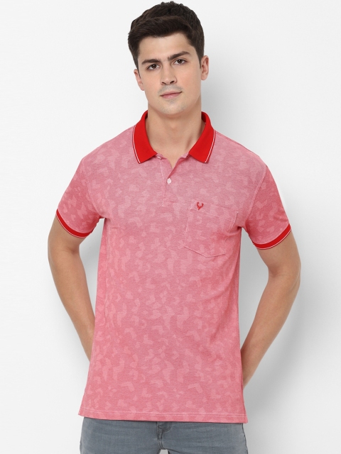 

Allen Solly Men Red Self Design Polo Collar T-shirt