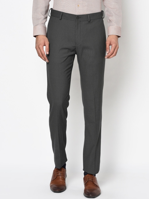 

Blackberrys Men Grey Slim Fit Solid Formal Trousers