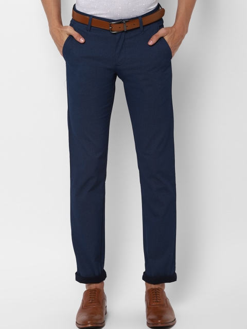 

Allen Solly Men Navy Blue Slim Fit Self Design Regular Trousers