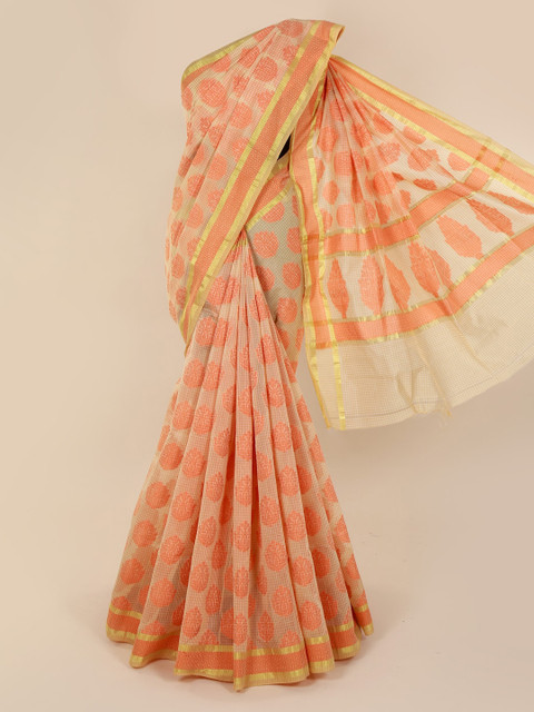 

Pothys Cream-Coloured Woven Design Cotton Blend Saree