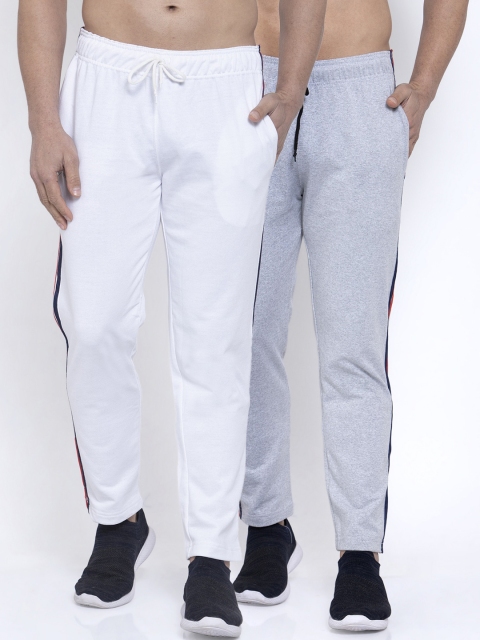 

NEUDIS Men Pack of 2 Solid Pure Cotton Track Pants, White