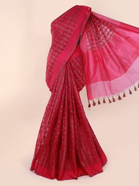 

Pothys Pink Woven Design Cotton Blend Saree