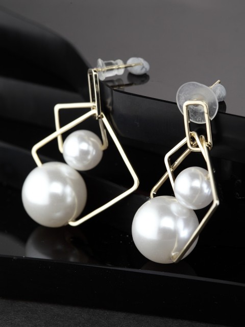 

CRZ Gold-Plated Contemporary Drop Earrings