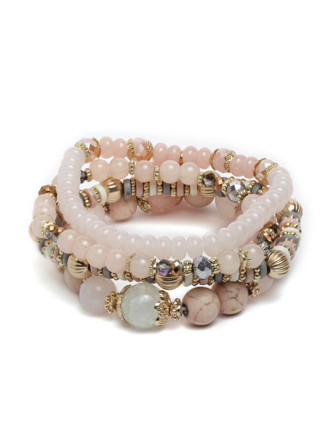 

CRZ Women Pink Bracelet Natural Stone Metal Charm Bracelet