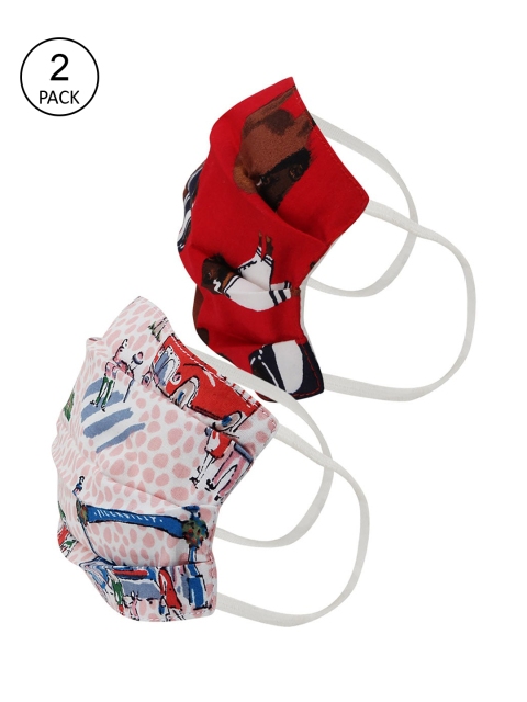 

Kazo Kids Pack Of 2 Printed 2-Ply Reusable Cloth Masks, Red