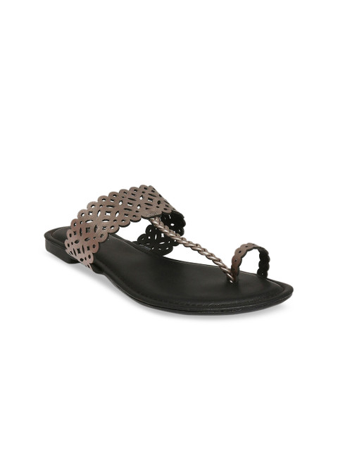 

Forever Glam by Pantaloons Women Gunmetal-Toned Solid One Toe Flats, Metallic