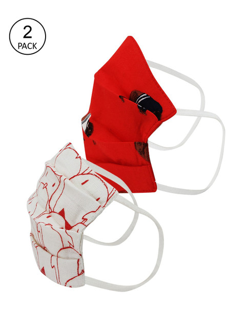 

Kazo Kids Pack Of 2 White & Red Printed 2-Ply Reusable Cloth Masks