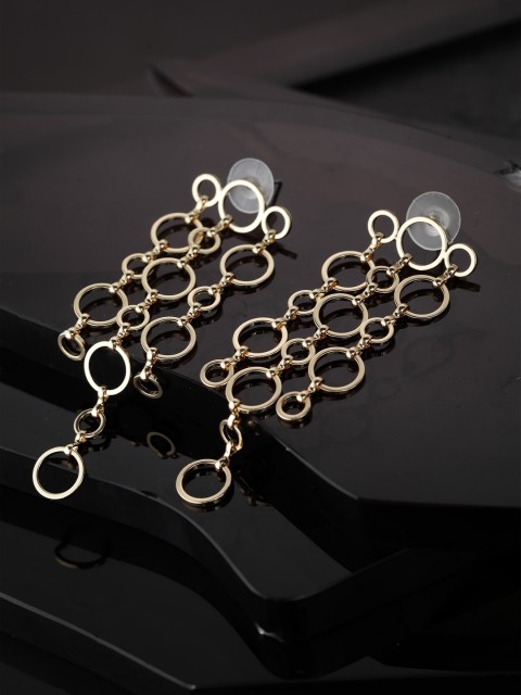 

CRZ Gold-Toned Contemporary Drop Earrings