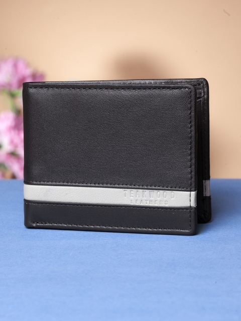

Teakwood Leathers Men Black Solid RFID Leather Two Fold Wallet