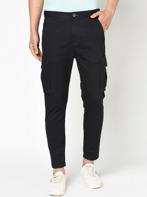 

Blackberrys Men Black Skinny Fit Solid Cargos