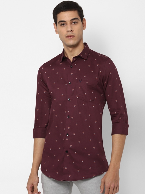 Allen Solly Men Maroon Slim Fit Printed Cotton Casual Shirt