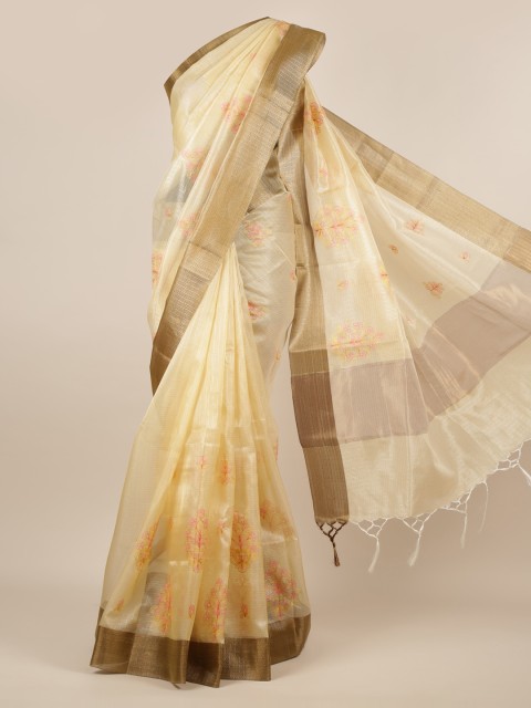 

Pothys Cream-Coloured Woven Design Silk Cotton Saree