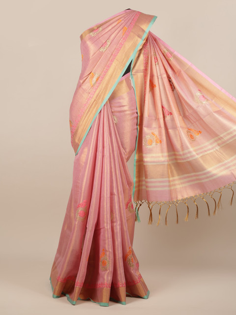

Pothys Pink Embroidered Silk Cotton Saree