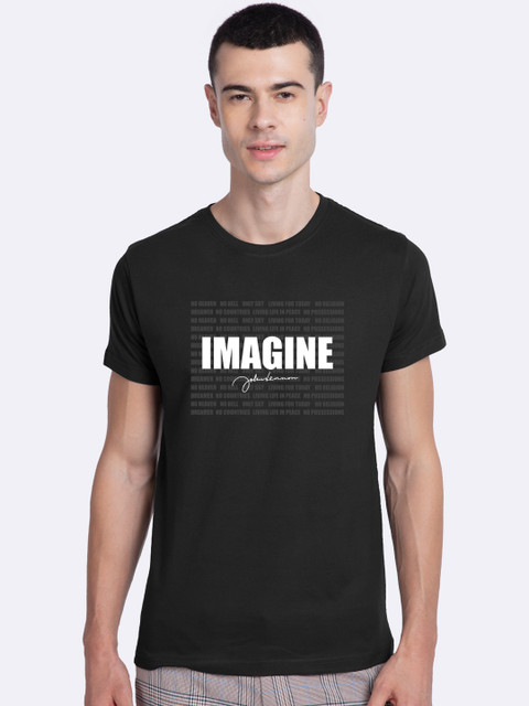 

Bewakoof Men Black Printed Round Neck T-shirt
