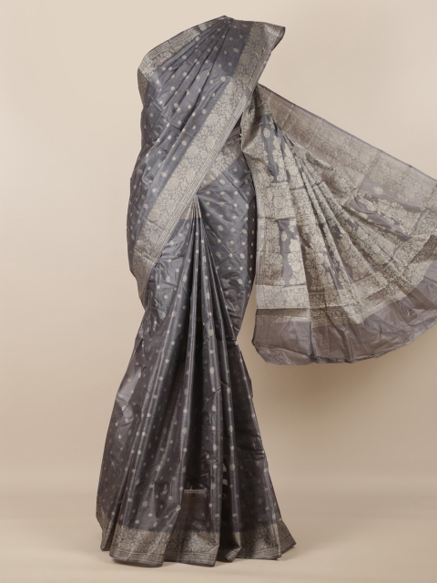 

Pothys Grey Pure Silk Woven Design Tussar Saree
