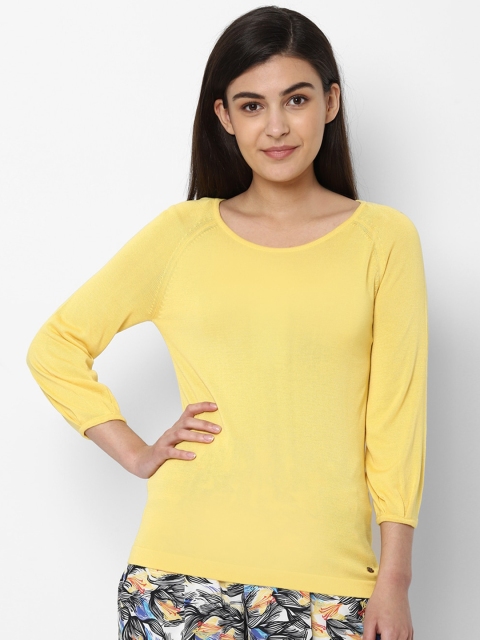 

Allen Solly Woman Women Yellow Solid Round Neck T-shirt