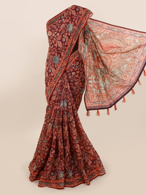 

Pothys Maroon Cotton Blend Printed Chanderi Saree