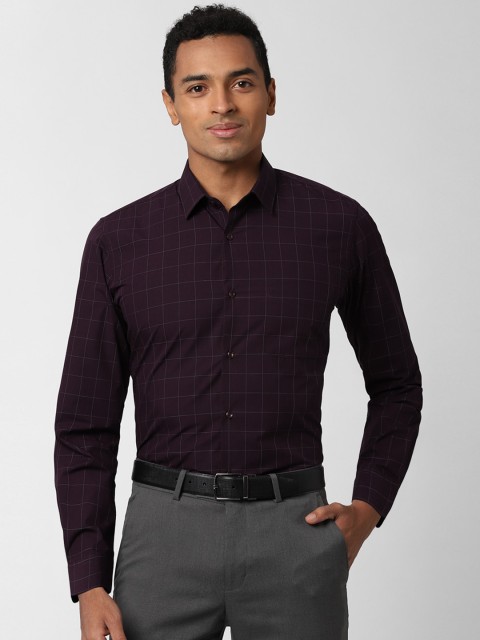

Peter England Men Purple & White Slim Fit Checked Formal Shirt