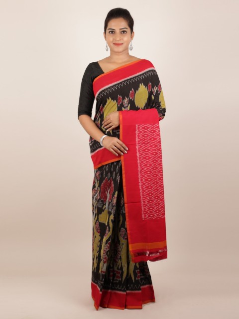 

Pothys Black Pure Cotton Printed Sambalpuri Saree