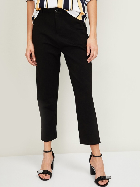

CODE by Lifestyle Women Black Solid Regular Trousers